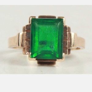 10kt Art Deco Vintage Emerald Ring